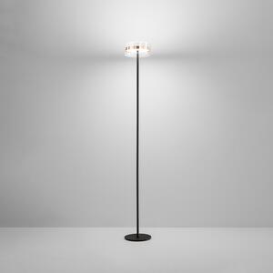 Piantana Contemporanea Aere Metallo Oro Rosa Vetro Nero Led 20W 3000K