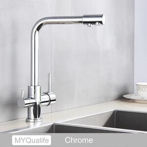 Rubinetto da cucina - Miscelatore monocomando - Acqua calda e fredda - Bocca orientabile - Installazione monoforo - Cartuccia in Vetroceramica - Ottone, cromato