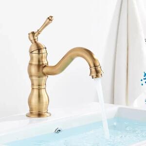Rubinetteria da bagno - Rubinetto per lavabo - Modello corto - Montaggio a filo piano - Monoforo - Miscelatore monocomando - Cartuccia in Vetroceramica - Ottone anticato