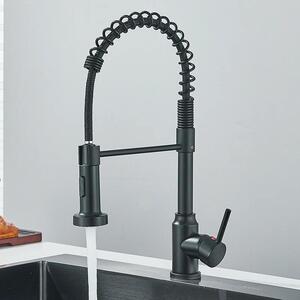 Rubinetto da cucina - Rubinetto estraibile per lavello - Orientabile a 360° - Acqua calda/fredda - Acciaio inossidabile - Cartuccia in Vetroceramica - Installazione a 1 foro - Nero