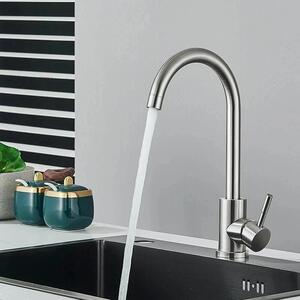 Rubinetto da cucina - Rubinetto per lavello - Orientabile a 360° - Miscelatore caldo/freddo - Montaggio a incasso su piano - Monocomando - Cartuccia in Vetroceramica - Nichel spazzolato