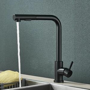 Rubinetto da cucina - Miscelatore monocomando - Orientabile a 360° - Doccetta estraibile - Acqua calda e fredda - Acciaio inossidabile - Cartuccia in Vetroceramica - Montaggio a incasso a 1 foro - Nero