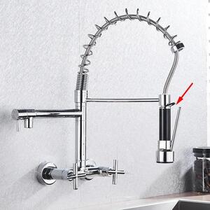 Rubinetto da cucina - Montaggio a parete con doccetta estraibile - 2 maniglie, 2 fori - Bocca flessibile - Acqua calda e fredda - Acciaio inossidabile 304 - Cartuccia in Vetroceramica - Cromo