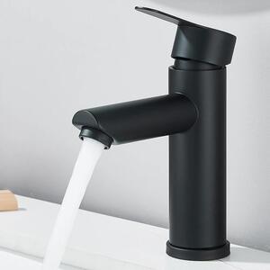 Rubinetto per lavabo - Miscelatore monocomando - Acqua calda/fredda - Monoforo - Montaggio a colonna - Acciaio inossidabile - Cartuccia in Vetroceramica - Nero opaco