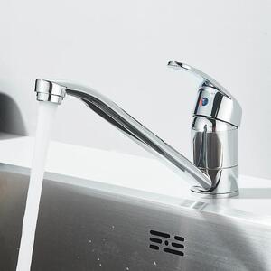 Rubinetto da cucina - Miscelatore monoforo - 24 cm - Monocomando - Acqua calda e fredda - Montaggio a filo - Acciaio inossidabile - Cromo - Bianco