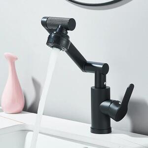 Rubinetto per lavabo da bagno - Miscelatore monocomando - Montaggio da appoggio - Acciaio inossidabile 304 - Cartuccia in Vetroceramica - 1 foro - Acqua calda/fredda - Nero opaco
