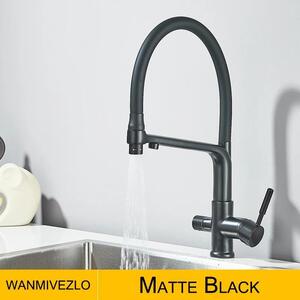 Rubinetto da cucina - Doccetta estraibile - Orientabile a 360° - Miscelatore monocomando - Acqua calda e fredda - Montaggio a incasso su piano - Ottone, cartuccia in Vetroceramica - Nero opaco