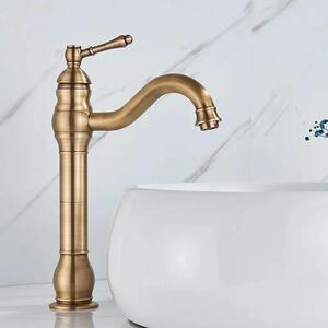 Rubinetto per lavabo - Modello alto - Ottone anticato - Montaggio a vista - Montaggio monoforo - Cartuccia in Vetroceramica - Acqua calda e fredda - Monocomando - Verde