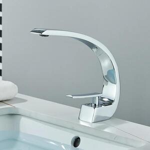 Rubinetto per lavabo - Miscelatore monocomando monoforo - Montaggio a colonna - Acqua calda/fredda - Cartuccia in Vetroceramica - Cromo lucido