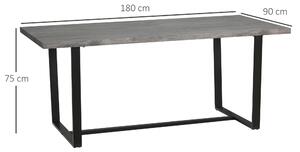 HOMCOM Tavolo da Pranzo Rettangolare Stile Industriale per 8 Persone, 180x90x75cm, Grigio e Nero