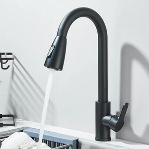 Rubinetto da cucina - Rubinetto estraibile - Orientabile a 360° - Due tipi di getto: a spruzzo/a filo - Miscelatore monocomando - Montaggio a incasso su piano - Cartuccia in Vetroceramica - Tubi flessibili caldo/freddo da 40 cm - Rosso