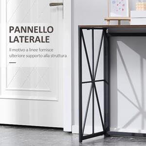 HOMCOM Tavolo Consolle da Ingresso Stile Industriale Pieghevole in Legno e Metallo, 100x38x80cm, Marrone