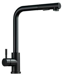 Rubinetto da cucina / Rubinetto per lavello - Doccetta estraibile - Orientabile - Acciaio inossidabile - Acqua calda/fredda - Monocomando - Cartuccia in Vetroceramica - Nero opaco