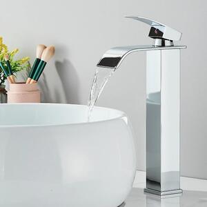 Rubinetto per lavabo - Rubinetto da bagno - Modello alto - Cromo - Bocca a cascata - Monocomando - Montaggio monoforo - Cartuccia in Vetroceramica