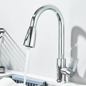 Rubinetto da cucina - A scomparsa - Orientabile a 360° - Due tipi di getto (doccia/getto diretto) - Monocomando - Acqua calda/fredda - Cartuccia in Vetroceramica - Montaggio su piano di lavoro a 1 foro - Bianco