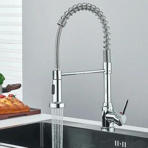 Miscelatore da lavello - Miscelatore da cucina estraibile con doccetta - Acqua calda/fredda - Montaggio su piano di lavoro a foro singolo - Monocomando - Acciaio inossidabile - Orientabile - Bianco