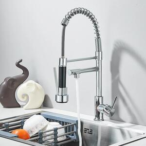 Rubinetto da cucina - Doccetta estraibile - Acqua calda/fredda - Orientabile a 360° - Monocomando - Acciaio inossidabile - Montaggio a filo - Cromo