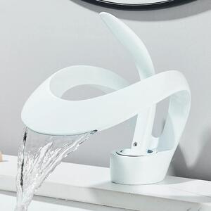 Rubinetto per lavabo - Rubinetto a cascata - Ottone massiccio - Miscelatore monocomando - Acqua calda/fredda - Montaggio a vista - Per foro singolo - Cartuccia in Vetroceramica - Bianco