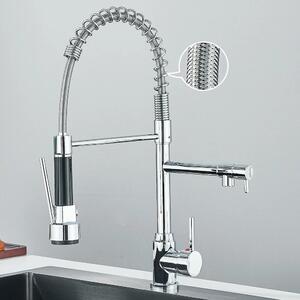 Rubinetto da cucina - Sbraccio estensibile - Monocomando - Acqua calda/fredda - Cartuccia in Vetroceramica - Bocchello orientabile - Montaggio monoforo - Rosso