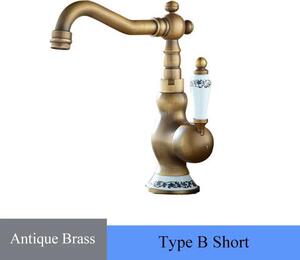 Rubinetto per lavabo - Modello corto - 1 foro - Monocomando - Acqua calda/fredda - Cartuccia in Vetroceramica - Ottone - Stile classico - Blu navy