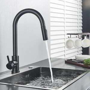 Rubinetto da cucina - Doccetta estraibile - Monocomando - Acqua calda e fredda - Acciaio inossidabile - Montaggio monoforo - Cartuccia in Vetroceramica - Orientabile - Bianco