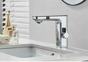Rubinetto lavabo intelligente senza contatto - Monoforo, montaggio a colonna - Miscelatore monocomando - Cartuccia in Vetroceramica - Acqua calda/fredda - Finitura spazzolata - Viola