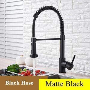 Rubinetto da cucina - Rubinetto estraibile per lavello - Orientabile a 360° - Miscelatore monocomando - Acqua calda/fredda - Ottone - Cartuccia in Vetroceramica - Nero opaco