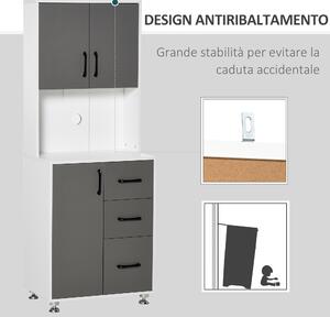 HOMCOM Credenza per Cucina con Design Moderno, Madia Mobile Buffet in Legno Bianco e Grigio, 60x40x150cm