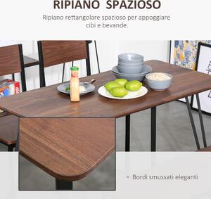 HOMCOM Tavolo da Pranzo Stile Industriale, Tavolo da Cucina Moderno in Legno Rettangolare 120x60x75cm Nero e Color Noce