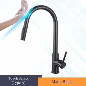 Rubinetto da cucina intelligente - Rubinetto estraibile con sensore - Sensore tattile - Orientabile a 360° - Acqua calda e fredda - Acciaio inossidabile spazzolato - Viola