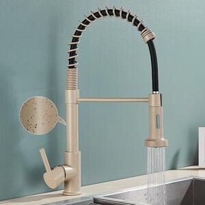 Rubinetto da cucina - Doccetta estraibile - 2 tipi di getto - Miscelatore caldo/freddo monocomando - Orientabile a 360° - Acciaio inossidabile, valvola in Vetroceramica - Nero opaco