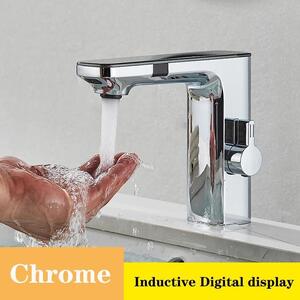 Rubinetto con sensore senza contatto - Rubinetto per lavabo - Display digitale della temperatura - Alimentazione a batteria - Monoforo, monocomando - Acqua calda/fredda - Corpo in acciaio inossidabile, cartuccia in Vetroceramica - Giallo