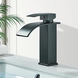 Rubinetto per lavabo - Miscelatore monocomando a montaggio esterno - 1 foro - Cartuccia in Vetroceramica - Acciaio inossidabile 304 - Acqua calda/fredda - Modello corto - Nero opaco