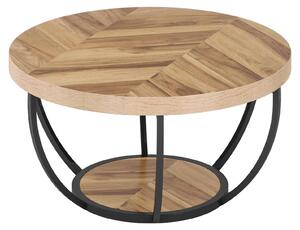 Tavolino rotondo 59 cm in legno naturale e top in marmo sabbia - Frons