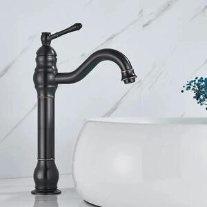 Rubinetto per lavabo - Miscelatore monocomando alto - Monoforo, caldo/freddo, cartuccia in Vetroceramica, montaggio a colonna - Nero