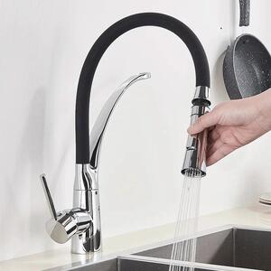 Rubinetto da cucina - 8-LHP - Doccetta estraibile - Bocca orientabile - Monocomando - Caldo/freddo - Montaggio a incasso a 1 foro - Corpo in ottone - Cromo, rosso