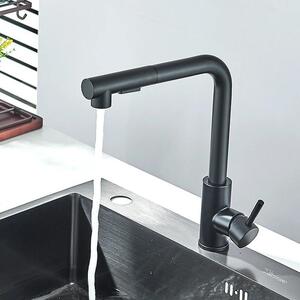 Rubinetto da cucina - Rubinetto estraibile per lavello - Acciaio inossidabile - Monoforo - Miscelatore monocomando - Acqua calda/fredda - Orientabile - Rosso bordeaux