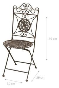 Sedia in ferro battuto pieghevole da esterno da giardino da pranzo finitura ruggine anticata L39xPR39xH96 cm