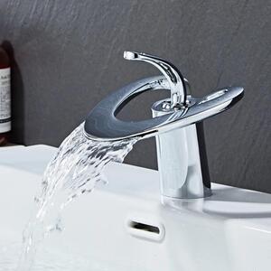 Rubinetto per lavabo - Bocca a cascata - Montaggio a filo piano - Corpo in ottone - Cartuccia in Vetroceramica - Monocomando monoforo - Acqua calda/fredda - Cromo