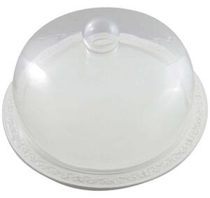 Tortiera in porcellana bianca Shabby con coperchio in vetro L35xPR35xH30 cm