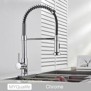 Rubinetto da cucina - Miscelatore monocomando - Montaggio su piano di lavoro - Montaggio a foro singolo - Orientabile - Acqua calda/fredda - Ottone - Cartuccia in Vetroceramica - Cromo