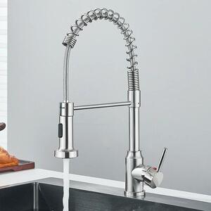 Rubinetto da cucina - Miscelatore monocomando estraibile - Orientabile a 360° - Acqua calda/fredda - Acciaio inossidabile - Cartuccia in Vetroceramica - Montaggio monoforo - Nichel spazzolato