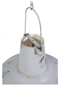 Lampadario Industrial a sospensione non elettrificato L50xPR50xH30 cm in ferro finitura bianca anticata
