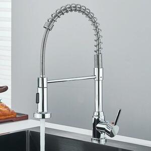 Rubinetto da cucina - Rubinetto estraibile per lavello - Monocomando, caldo/freddo, orientabile a 360°, doccetta a 2 funzioni, cartuccia in Vetroceramica, acciaio inossidabile - Cromo, giallo