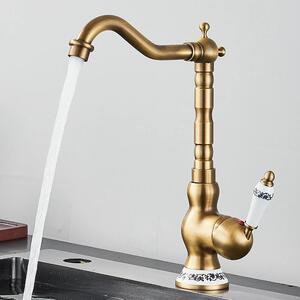 Rubinetto per lavabo in stile retrò - Modello alto - Montaggio a vista, 1 foro - Cartuccia in Vetroceramica - Acqua calda e fredda - Monocomando - Giallo