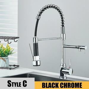 Rubinetto da cucina - Rubinetto estraibile per lavello - Miscelatore acqua calda/fredda - Montaggio a incasso a 1 foro - Acciaio inossidabile - Cartuccia in Vetroceramica - Cromo nero
