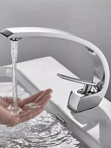 Rubinetto per lavabo - Miscelatore monocomando monoforo - Acciaio inossidabile 304 - Cartuccia in Vetroceramica - Acqua calda/fredda - Montaggio a colonna - Lucido - Cromo