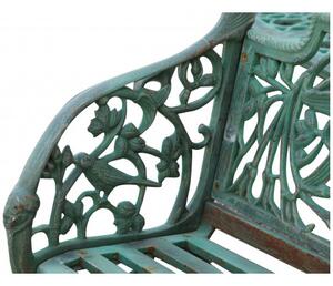 Panchina Liberty in ghisa finitura verde anticata L184xPR70xH110 cm