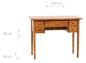 Tavolino scrittoio in legno massello di tiglio finitura noce. Made in Italy
