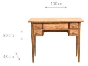 Tavolino scrittoio in legno massello di tiglio finitura naturale. Made in Italy